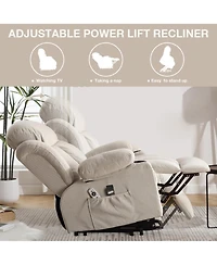 Power Lift Recliner Chair with Heat and Massage Electric Fabric for Elderly