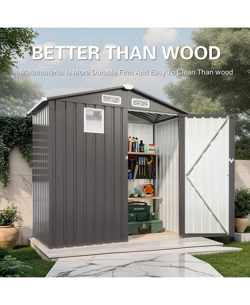 Streamdale Furniture 6X3.5FT Metal Outdoor Storage Shed Gray
