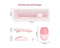 risokeys Cute Colorful Keyboard and Mouse Wireless Silent, Full-Size Retro Typewriter Wireless Quiet Slim Keyboard Low-Noise 2.4GHz for Computer