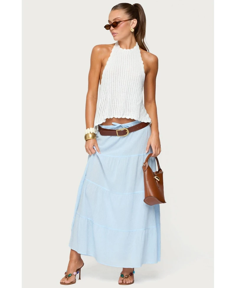 Edikted Womens Ivey Backless Crochet Halter Top