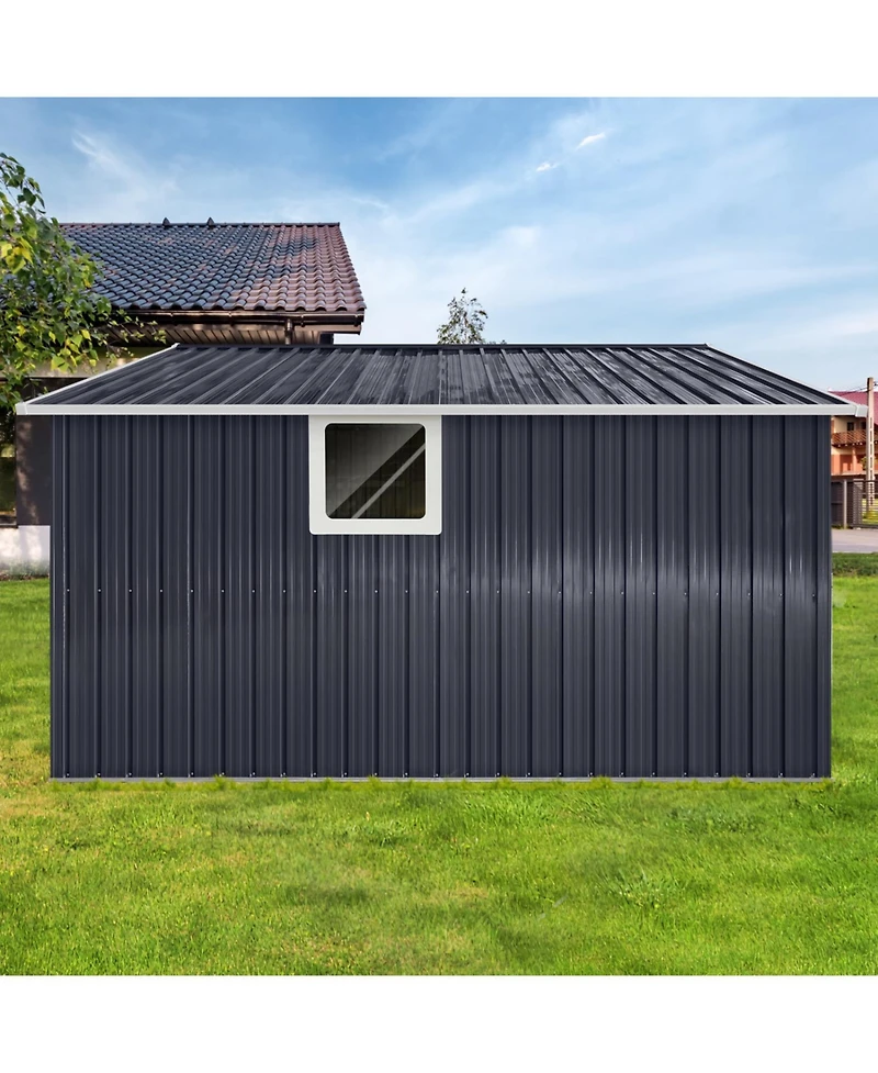 Streamdale Furniture Metal garden sheds 11.2ftx10.6ft outdoor storage sheds Grey with window