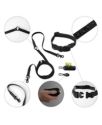 The Licker Store, Luna 8FT Adjustable 6-in-1 Waterproof Hands-Free Leash and Collar with Led Flashlight, Bag Dispenser