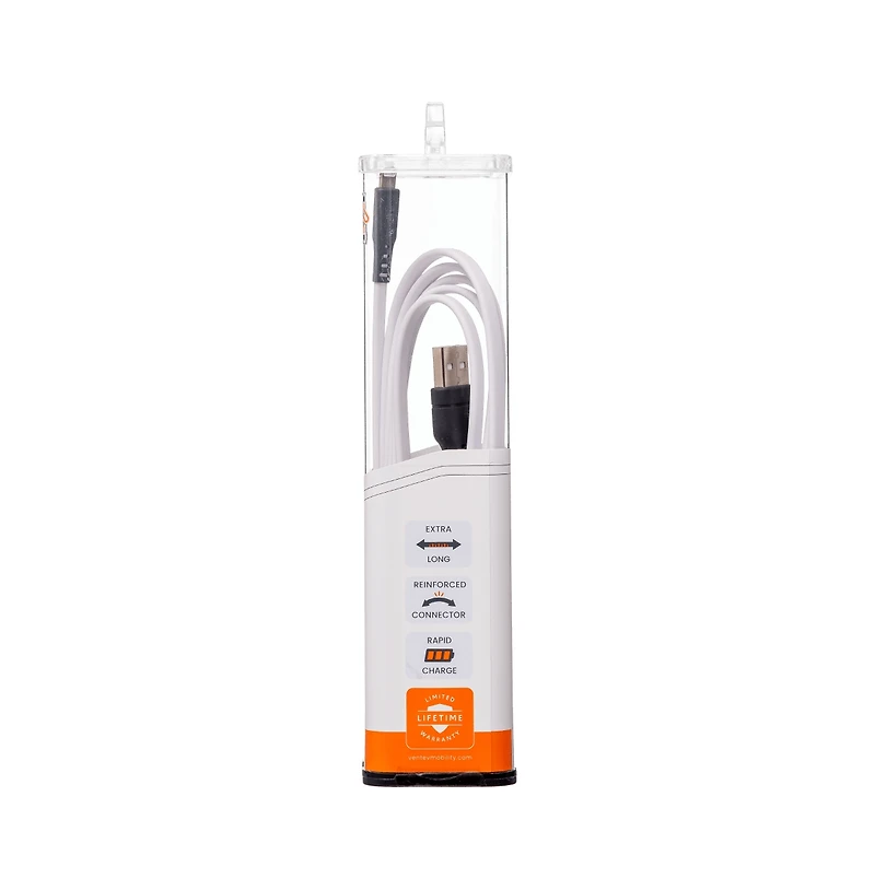 Ventev Flat Usb A to Apple Lightning High Speed Tangle-Free Foot Cable-Gray