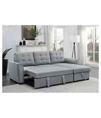Homlux 90.5"W Light Gray Linen Sleeper Sectional Sofa with Reversible Storage Chaise