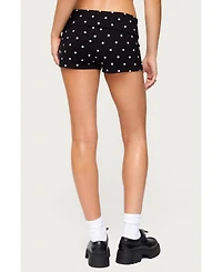 Edikted Womens Chelsie Polka Dot Foldover Shorts
