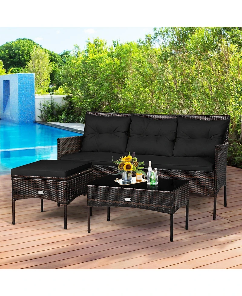 Slickblue Modular 3-Piece Patio Sectional Sofa Set with Thick Cushions – Ideal for Backyard or Porch Lounging