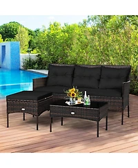 Slickblue Modular 3-Piece Patio Sectional Sofa Set with Thick Cushions – Ideal for Backyard or Porch Lounging