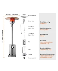 Slickblue Hammered Finish Tall Propane Heater with Integrated Table – Elegant Outdoor Heating Solution for Patio or Garden