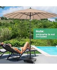 Gymax Patio Umbrella Base w/ 4 Universal Wheels 2 Receivers Square Pole Stand Outdoor