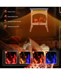 Cowsar Electric Fireplace Heater 17" with Remote Control, Cathedral Stylish, Different Flame Effects and Log Set Colors, Adjustable Brightness an