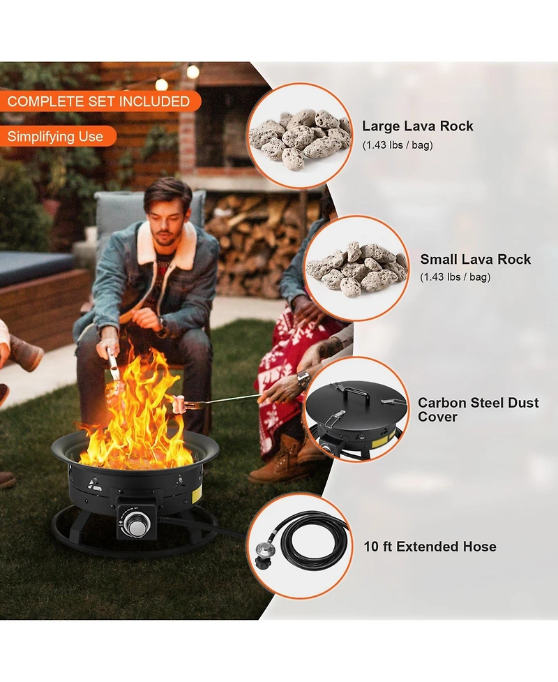 Slickblue Portable Propane Gas Fire Pit for Outdoor Heating – Ideal for Camping, Backyard, and Patio Use