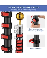 Yescom Ez Go 20ft Telescopic Flag Pole Kit Wheel Tire Mount Stand Upgrade Rotating Lock Outdoor Camper Rv Tailgate Black
