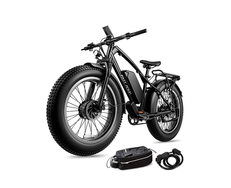 Mikolo Dual Motor Electric Bike for Adults 50MPH, 26 x4 Fat Tire All Terrain Ebikes, 7-Speed Gear Electric Bicycle for Men & Women