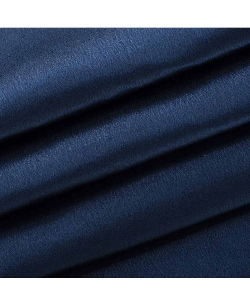 Kate Aurora Ultra Lux Faux Silk Regency Crinkle Rod Pocket Semi Sheer Single Curtain Panel - 52 in. W x 84 in. L, Navy