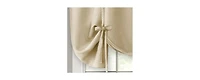 Kate Aurora Shabby Linen Farmhouse Sheer Flax Curtain Tie Up Single Window Shade - 42 in. W x 63 L, Toast