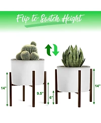 Sorbus 2 Pack Adjustable Metal Plant Stand – Mid Century Style Flower Pot Holder, 10 to 16 Inches Planter Stand for Modern Home Decor, Houseplants