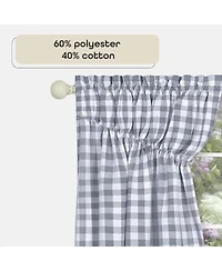 Kate Aurora Farmhouse Plaid Gingham Check Swag Valance Curtain Panel Pair - 72 in. W x 63 L, Black
