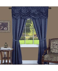 Kate Aurora Jacquard Damask Curtains With An Attached Austrian Valance & Tiebacks
