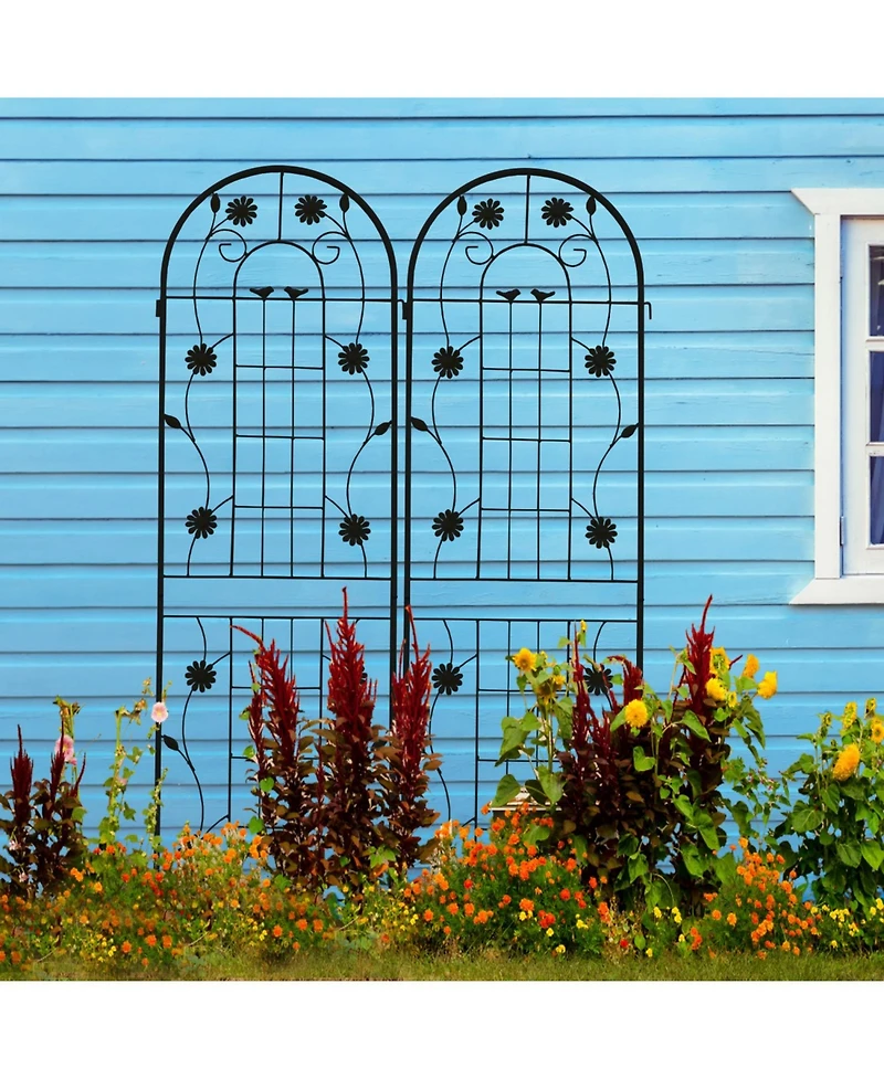 Streamdale Furniture 2 Pack Metal Garden Trellis 71" Rustproof Black