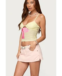 Edikted Womens Alanah Flower Cut Out Mesh Top
