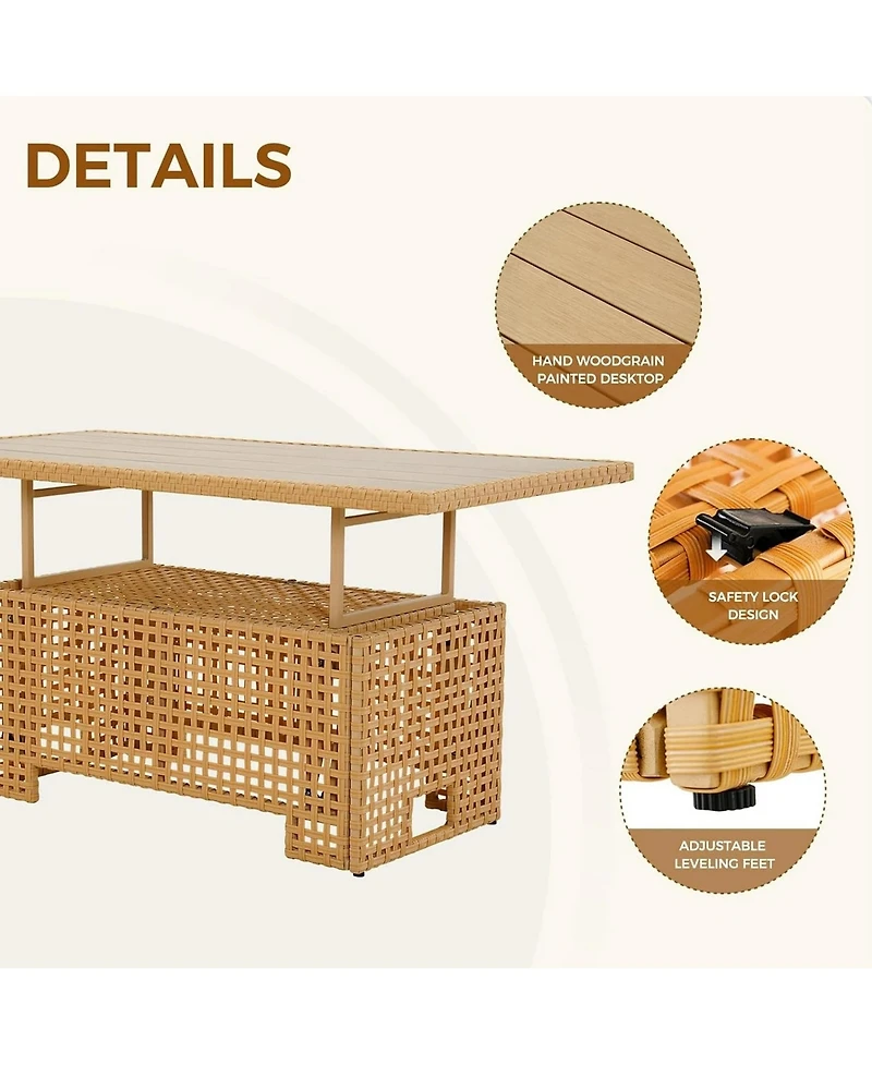 Mondawe Outdoor Multi Functional Lifting Table,W/ Integrated Storage,Desktop Height Adjusted Freely
