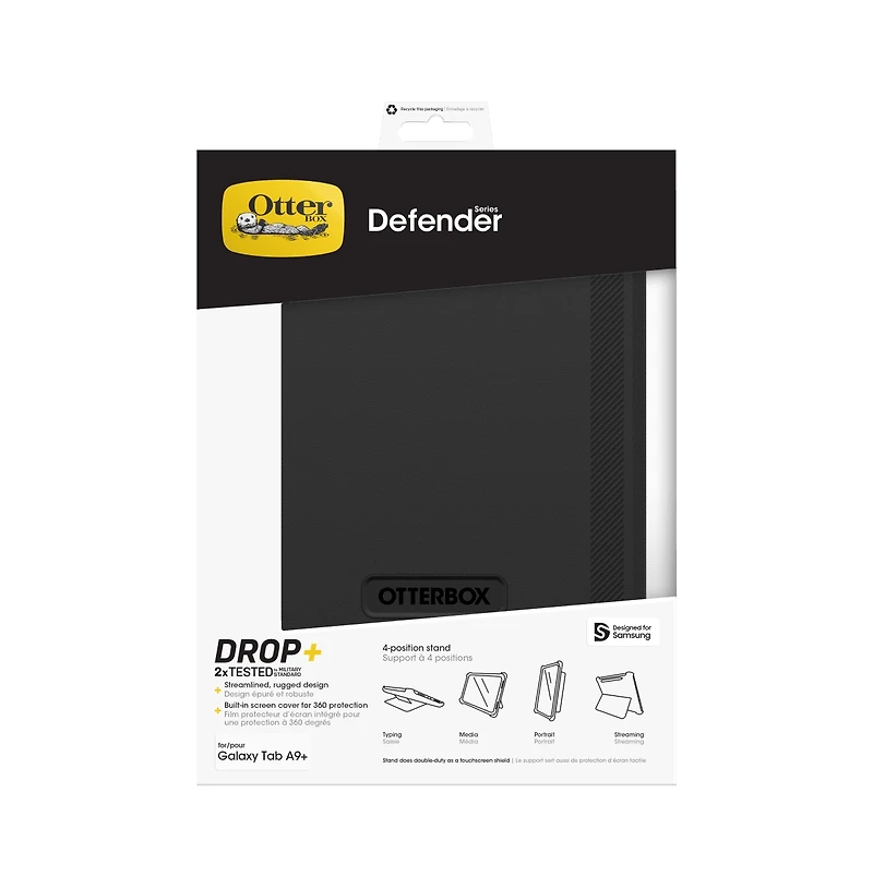 OtterBox Defender Case for Samsung Galaxy Tab A9 Plus-Black