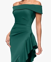 Xscape Women's Off-The-Shoulder Ruffled Side-Slit Gown