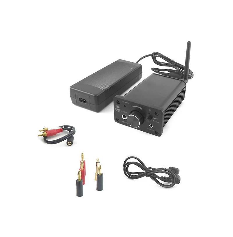 Pyle PDA35BT 100 Watt Mini Bluetooth Power Digital Class D Amplifier & Headphone Amplifier with Two Aux Inputs - 2 Channel Stereo Output