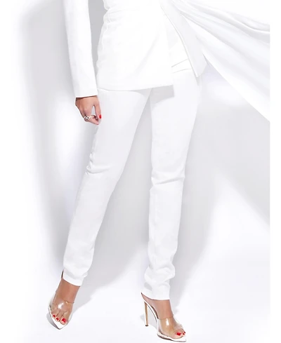 Miss Circle Women Vayla White Skinny Fit Crepe Trousers