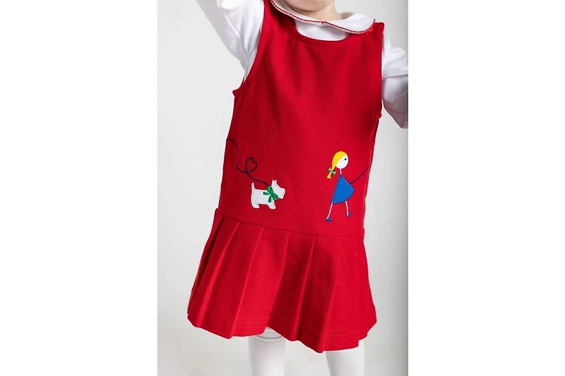 Florence Eiseman Toddler Girls Pique Knit Jumper With Walking Dog