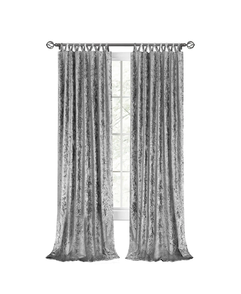 Kate Aurora Park Avenue 2 Piece Criss-Cross Tab Top Velvet Window Curtain Panels - in
