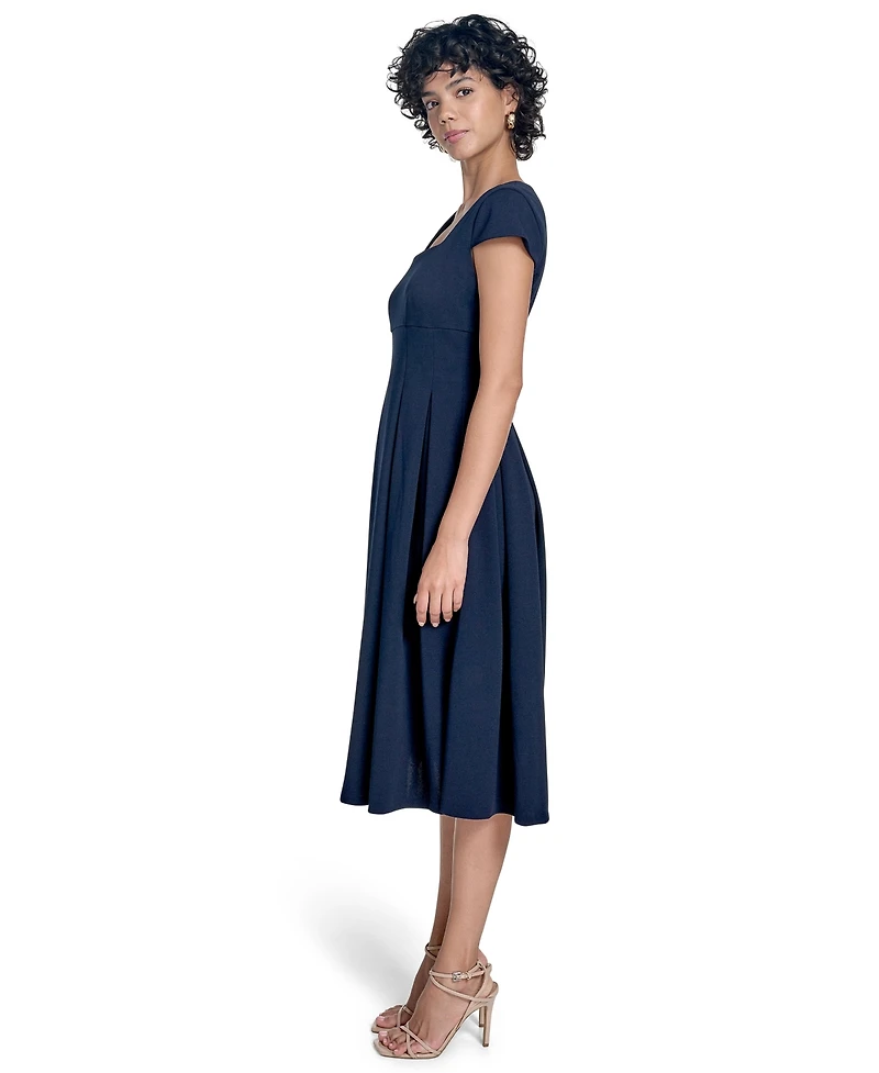 Calvin Klein Women's Scuba Crepe Square-Neck Fit & Flair Dress