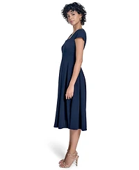 Calvin Klein Women's Scuba Crepe Square-Neck Fit & Flair Dress