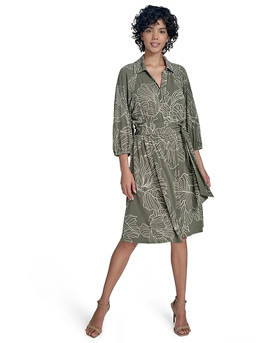 Calvin Klein Women's 3/4-Sleeve Jersey A-Line Dress