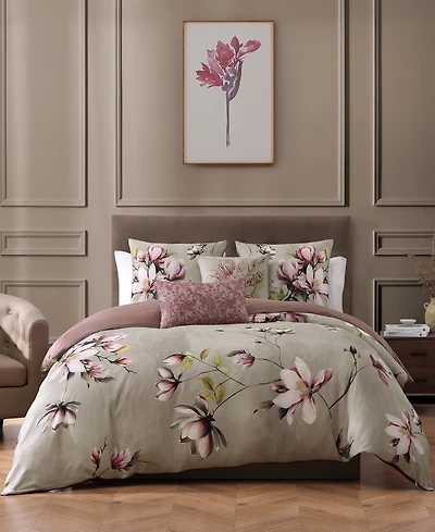 Bebejan Purple Lilies Bedding 5 Piece King Size Reversible Comforter Set
