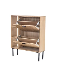 Nordlys - 2-Drawer Shoe Cabinet in Solid Wood and Metal Exotic Boho Entry