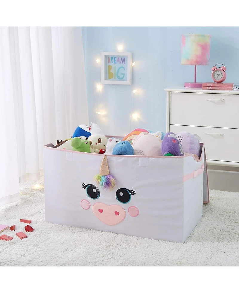 Cesicia Poly Canvas Collapsible Toy Storage Trunk, 28" W, Unicorn