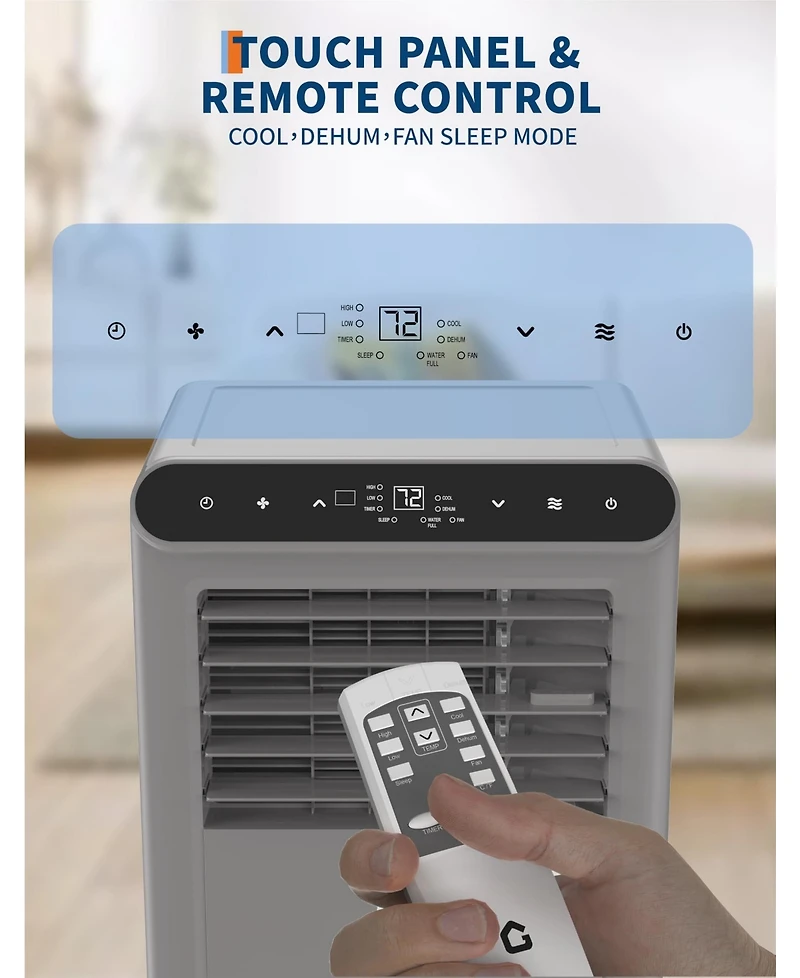 gaomon 10,000 Btu Portable Ac, 3-in-1 Cooling, Dehumidifier & Fan for 450 Sq.Ft, Smart Sleep Mode
