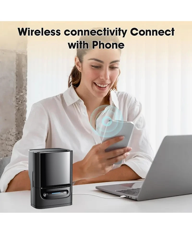 Polono Label Maker Machine with Tape, PM220-a Bluethooth Label Printer, 2 Inch Portable Thermal Printer for Small Business, Address, Logo, Clothing, S