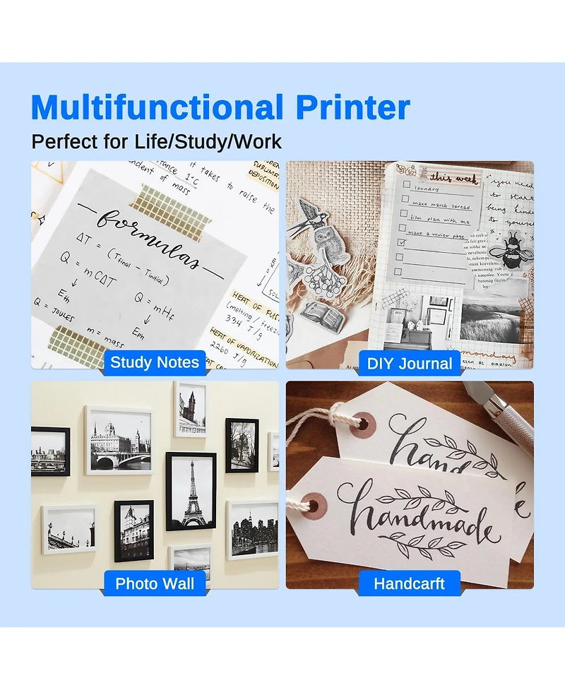 Polono Sticker Printer, PM230-a Mini Thermal Printer Bluetooth Portabel Sticker Maker with 3 Rolls of Paper