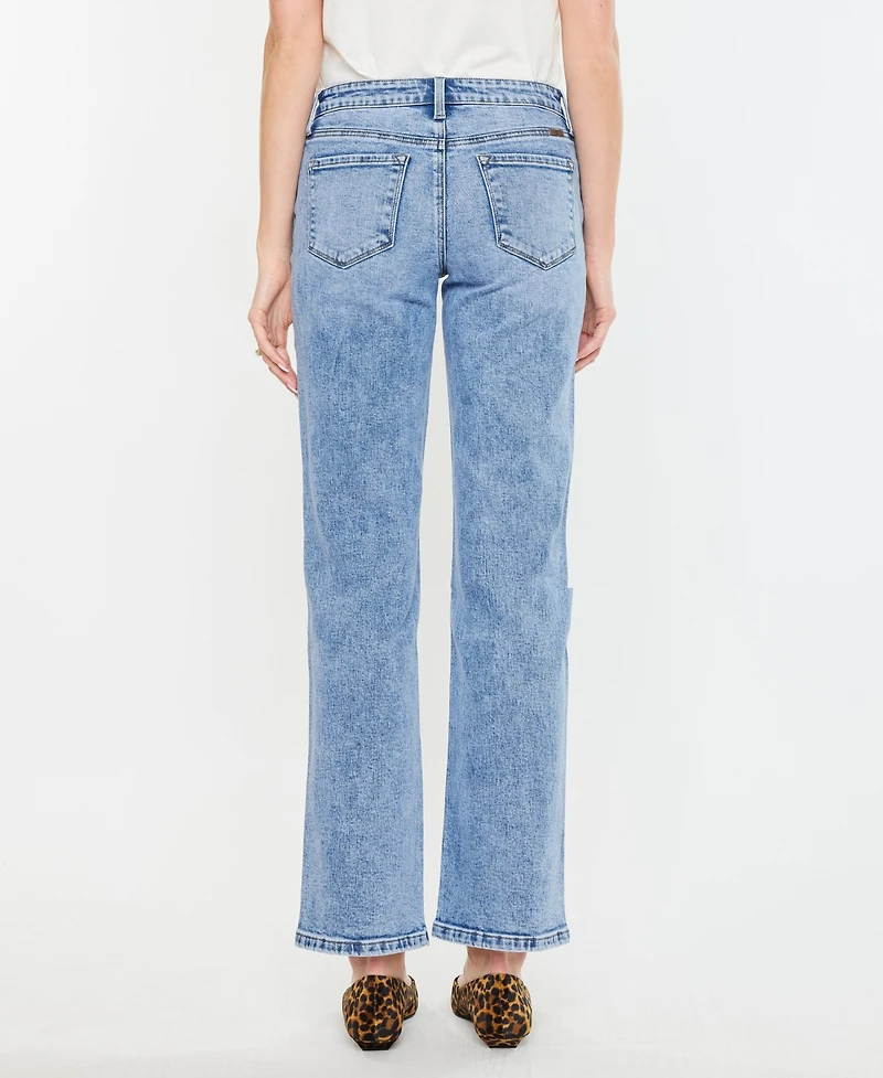 Kancan Women's Mid Rise True Straight Jeans