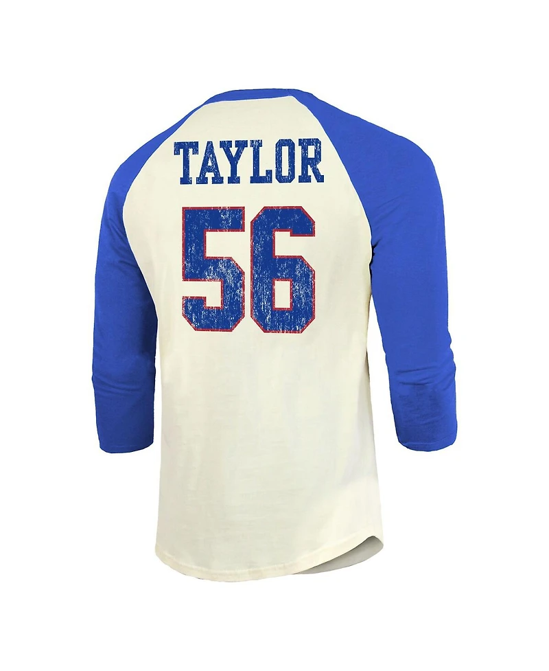 Majestic Threads Men's Lawrence Taylor Cream/Red New York Giants Retired Player Name Number 3/4 Raglan Sleeve T-Shirt