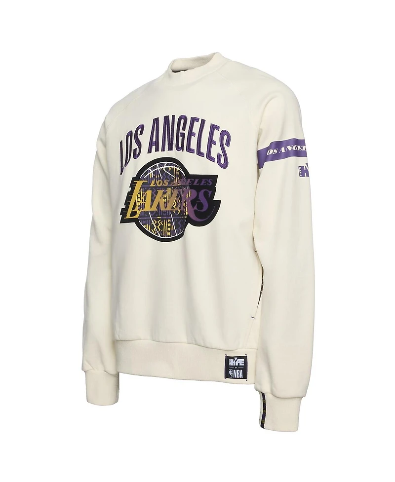 Two Hype x Nba Men's Cream Los Angeles Lakers Culture Hoops Collection Premium Pullover Sweatshirt