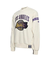 Two Hype x Nba Men's Cream Los Angeles Lakers Culture Hoops Collection Premium Pullover Sweatshirt