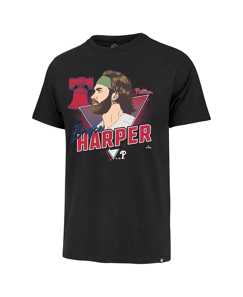 '47 Brand Men's Bryce Harper Black Philadelphia Phillies Player Caricature Franklin T-Shirt