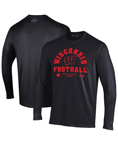 Under Armour Men's Wisconsin Badgers 2025 Sideline Football Performance Cotton Long Sleeve T-Shirt