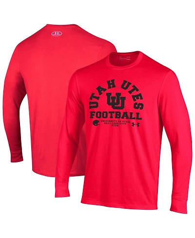 Under Armour Men's Red Utah Utes 2025 Sideline Football Performance Cotton Long Sleeve T-Shirt
