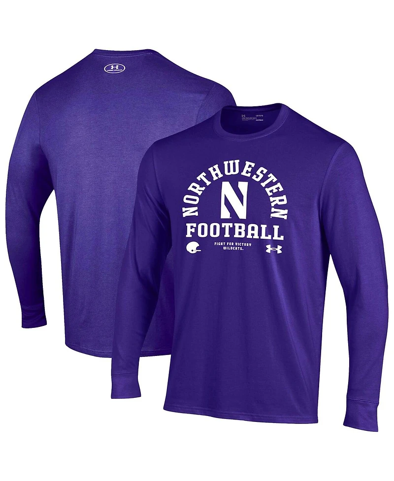 Under Armour Men's Purple Northwestern Wildcats 2025 Sideline Football Performance Cotton Long Sleeve T-Shirt
