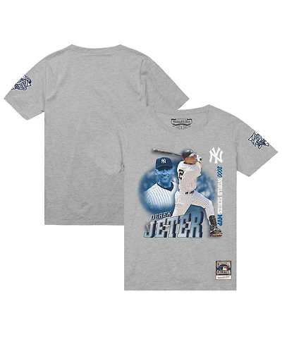 Mitchell & Ness Men's Derek Jeter Heather Gray New York Yankees 2000 Subway Series Mvp T-Shirt