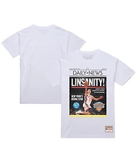 Mitchell & Ness Men's Jeremy Lin White New York Knicks Newspaper T-Shirt
